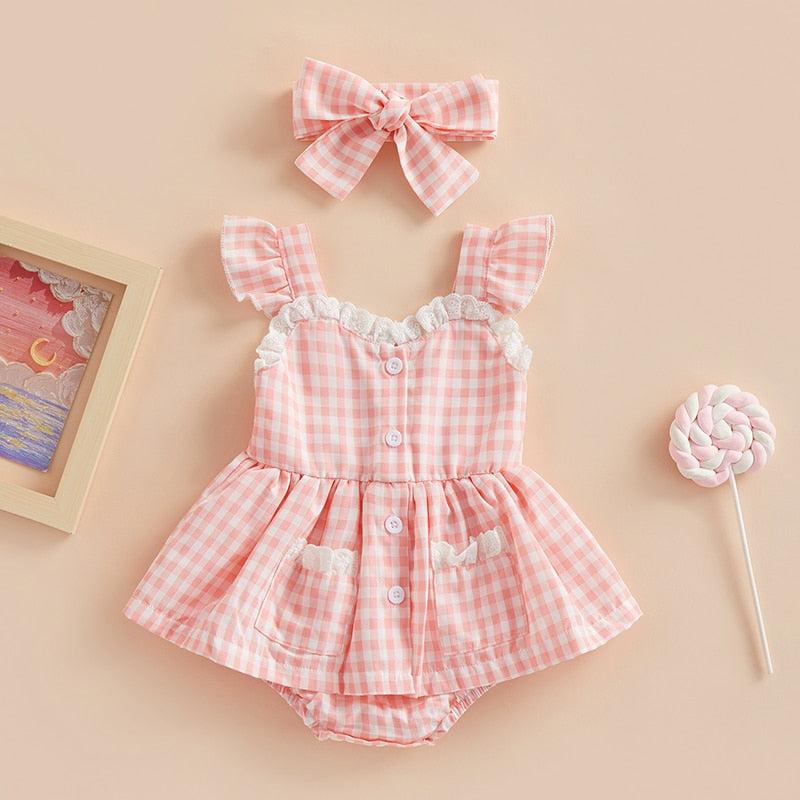 Baby Girl Frill Ruffle Dress With Headband