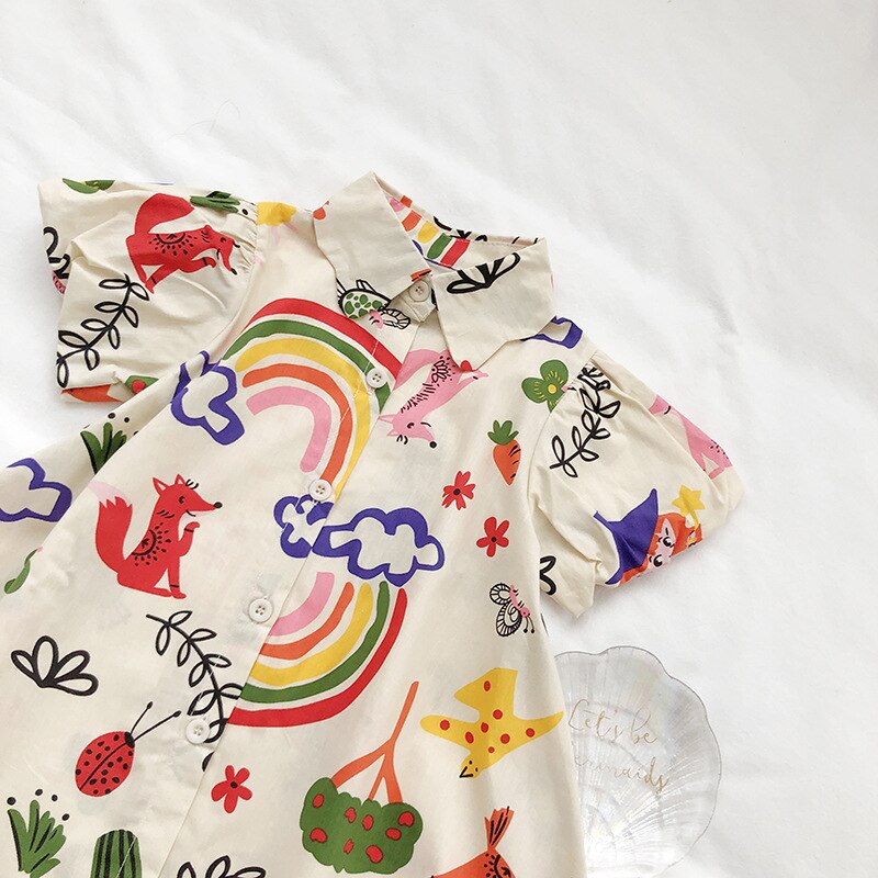 Short Sleeve Rainbow Graffiti Dress