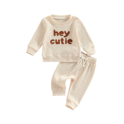 Baby Boy Waffle 3D Print Jogger Set