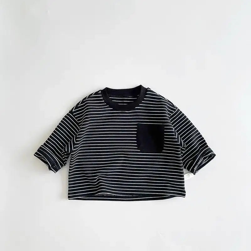 Contrast Striped Crewneck Long Sleeve T-shirt