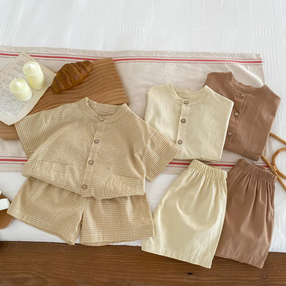 Boys Mandarin Collar Shirt Set