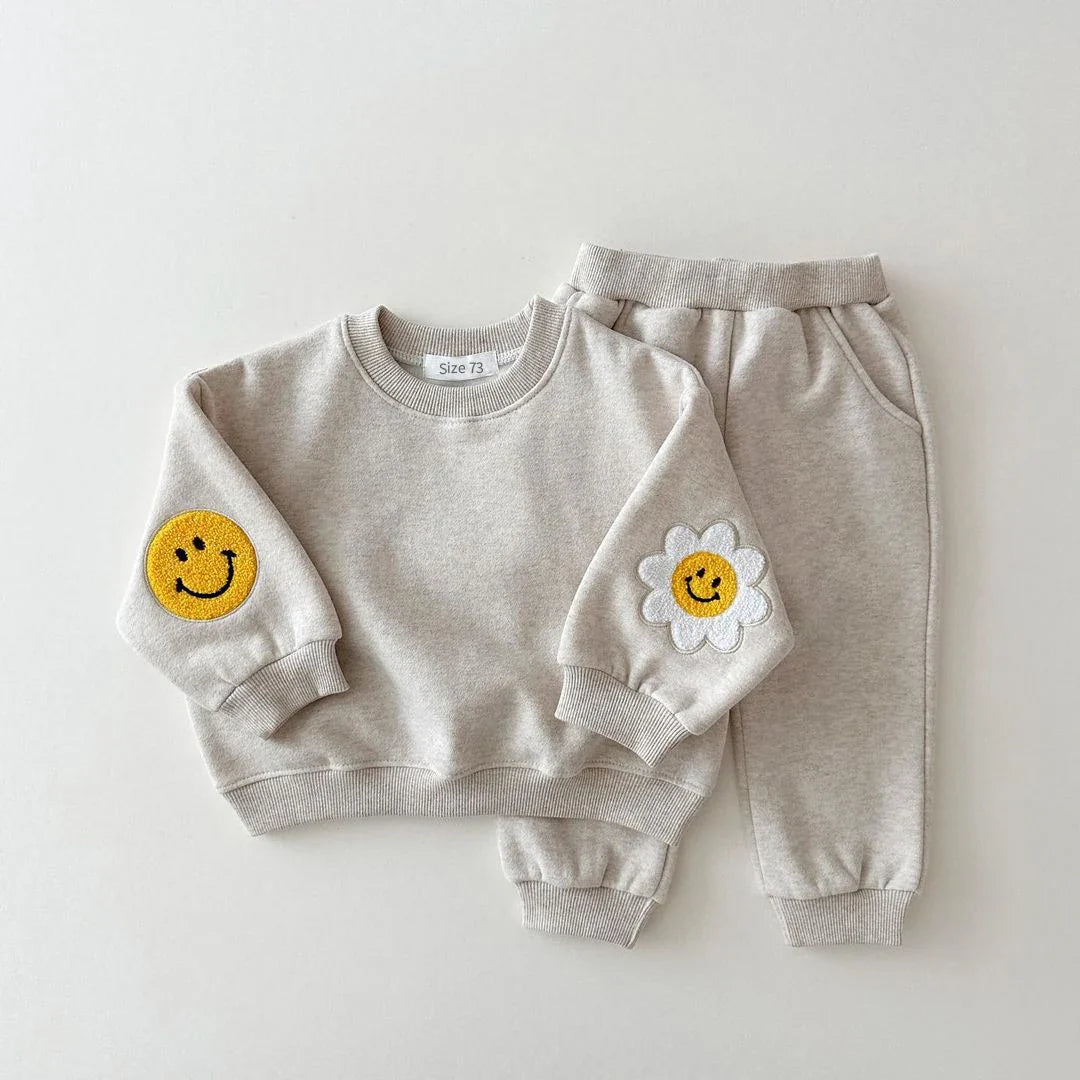 Flower Smile Patch Jogger Set