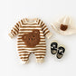 Long Sleeve Teddy Bear Striped Jumpsuit