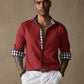 Coofandy Linen Style Long Sleeves Plaid Collar Shirt