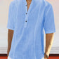 Casual Linen Style Mid-sleeve Shirt