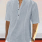 Casual Linen Style Mid-sleeve Shirt