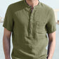 Casual Half Button Cotton Linen Shirt