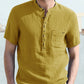 Casual Half Button Cotton Linen Shirt