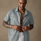 Cotton Linen Solid Color Double Pockets Shirt