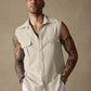 Cotton Linen Sleeveless Button Shirt with Pockets