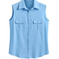 Cotton Linen Sleeveless Button Shirt with Pockets