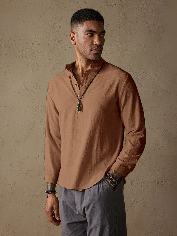 Casual Cotton Linen Solid Color Shirt