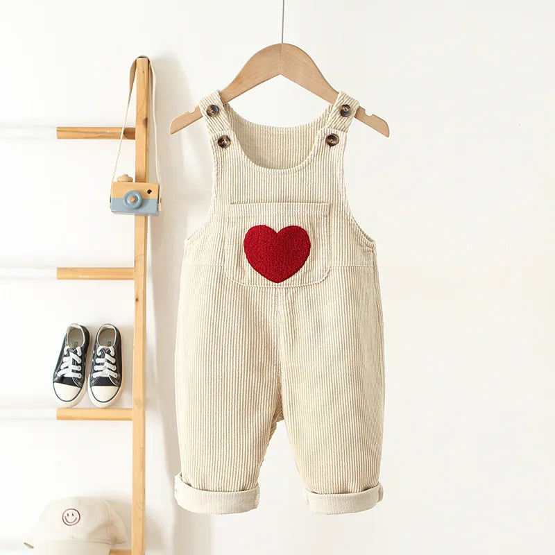 Corduroy Heart Print Jumpsuit