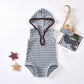 Sleeveless Striped Hooded Bodysuit