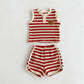 Teddy Bear Striped Shorts Set