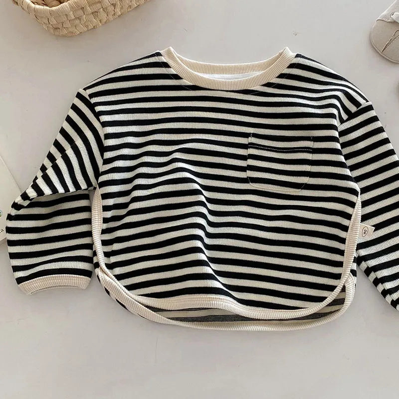 Striped Curved Edge Sweater