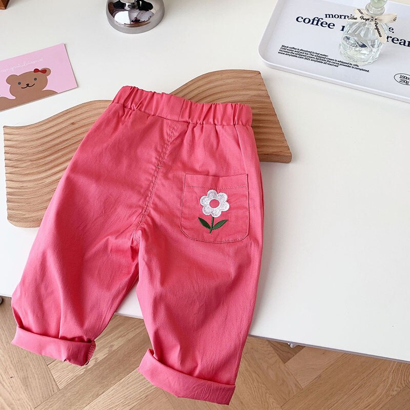 Embroidery Flower Girls Pants