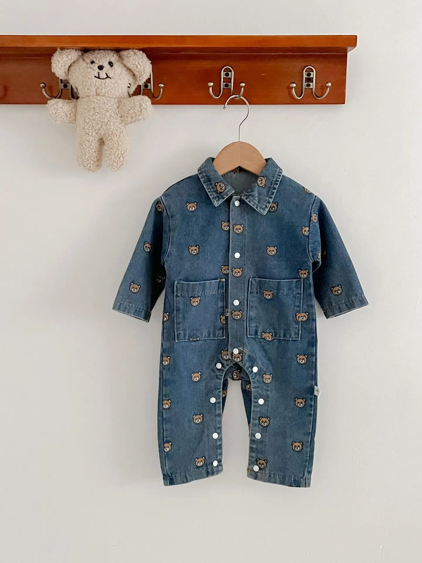 Bear Stitch Denim Jumpsuit