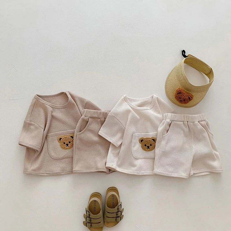 Waffle Bear Shorts Set