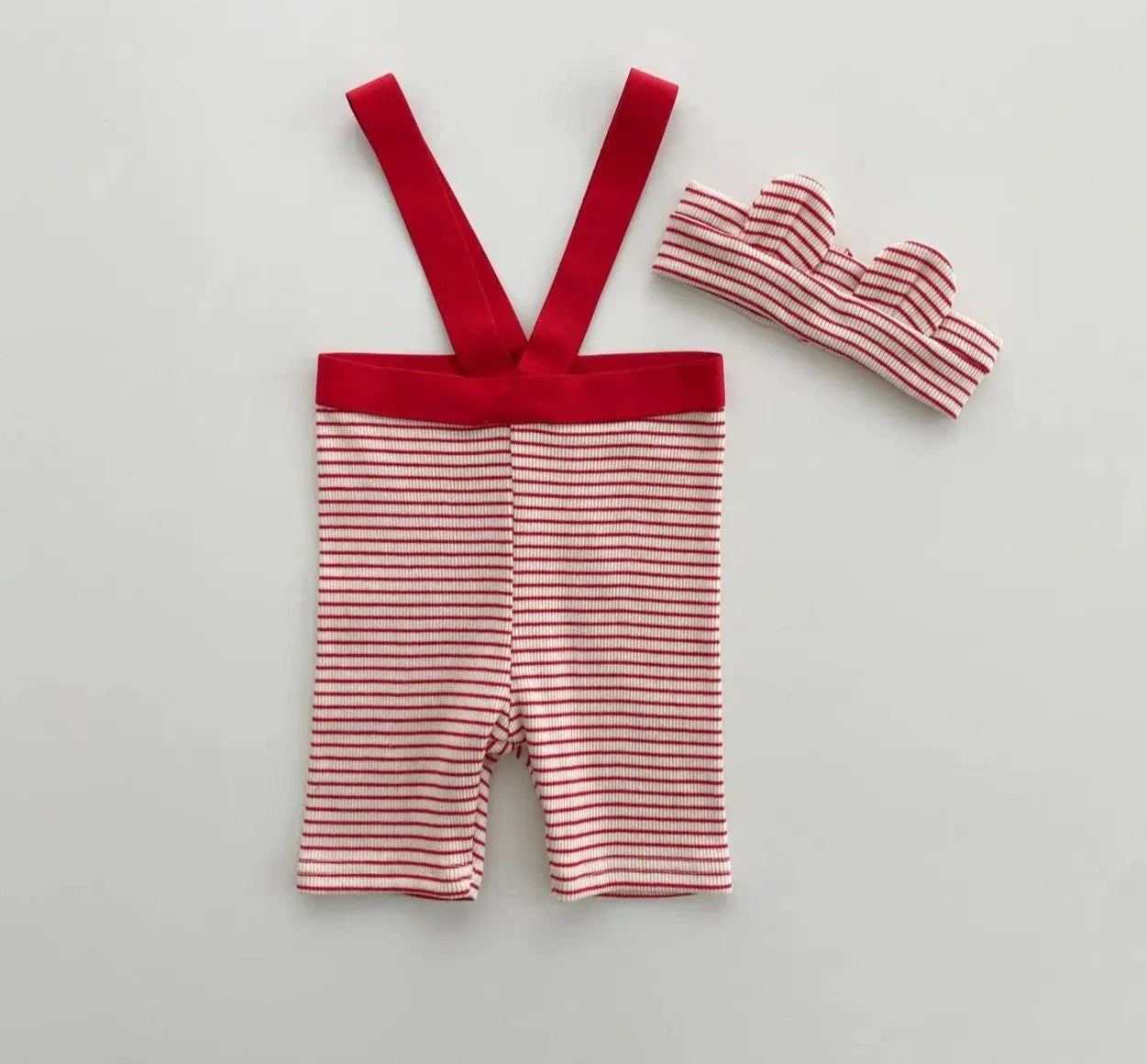 Baby Striped Suspender Shorts Set