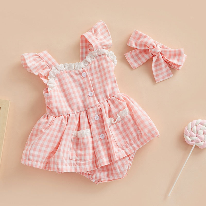 Baby Girl Frill Ruffle Dress With Headband