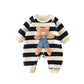 Long Sleeve Teddy Bear Striped Jumpsuit