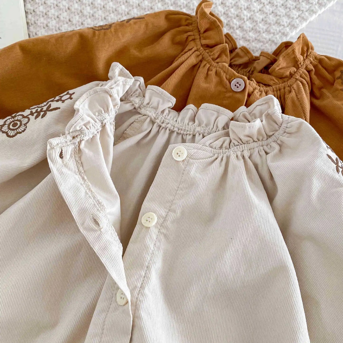 Corduroy Ruffle Collar Baby Romper