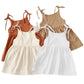 Girls Casual Tie Shoulder Linen Dress