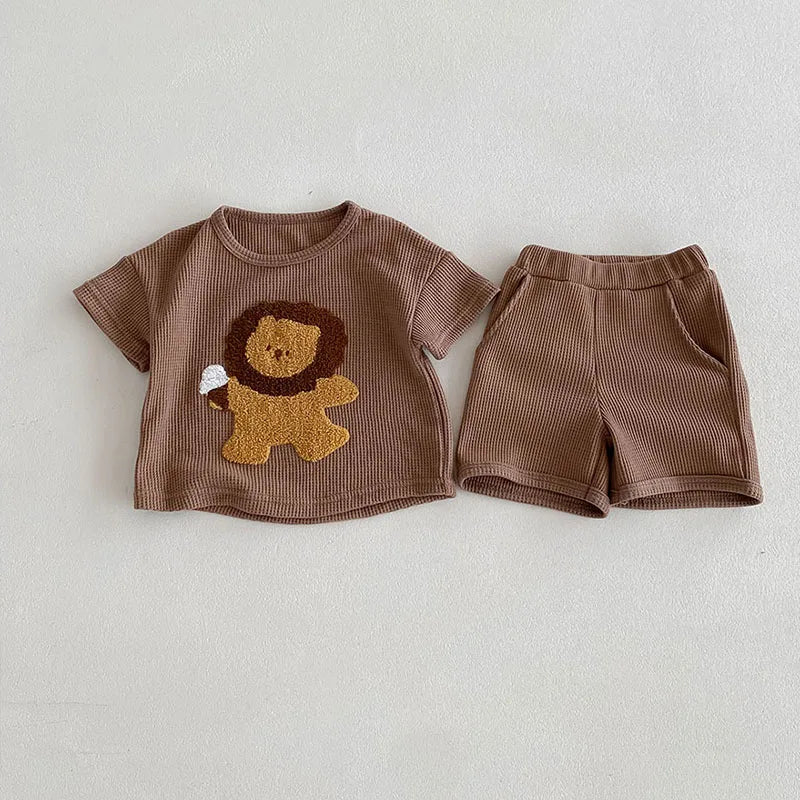 Lion Waffle Shorts Set