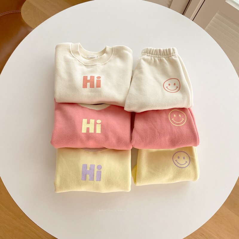 Girls Pastel Smiley Face Jogger Set