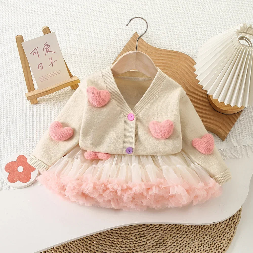 Heart Sweater Tulle Skirt Set