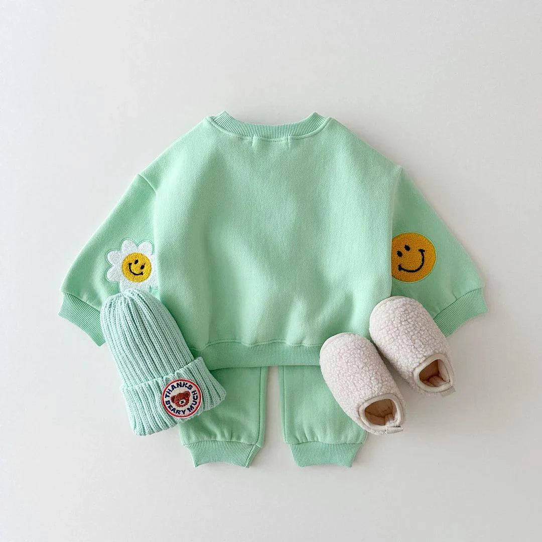 Flower Smile Patch Jogger Set