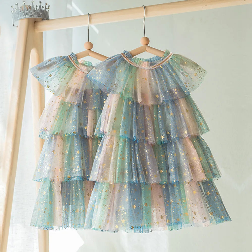 Rainbow Ruffles Sequins Dress