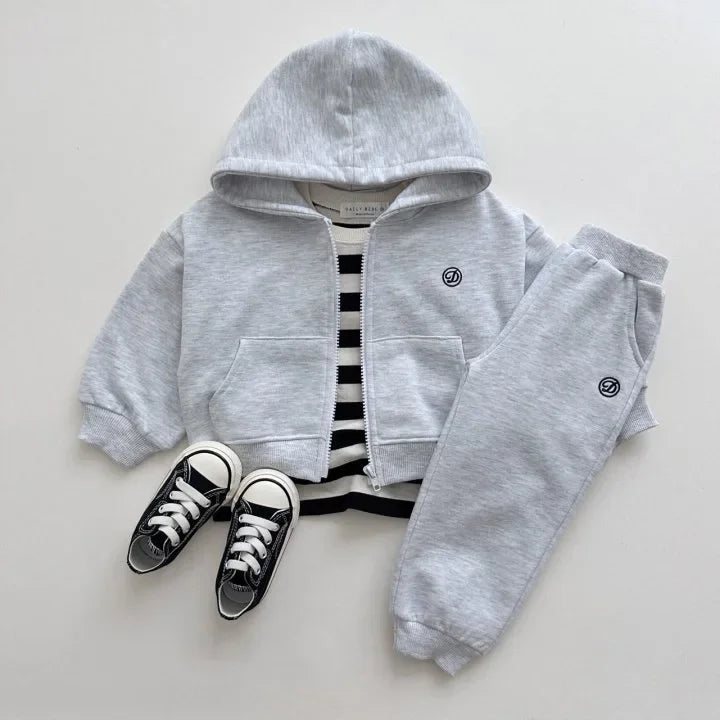 Zip Up Solid Hoodie Jogger Set