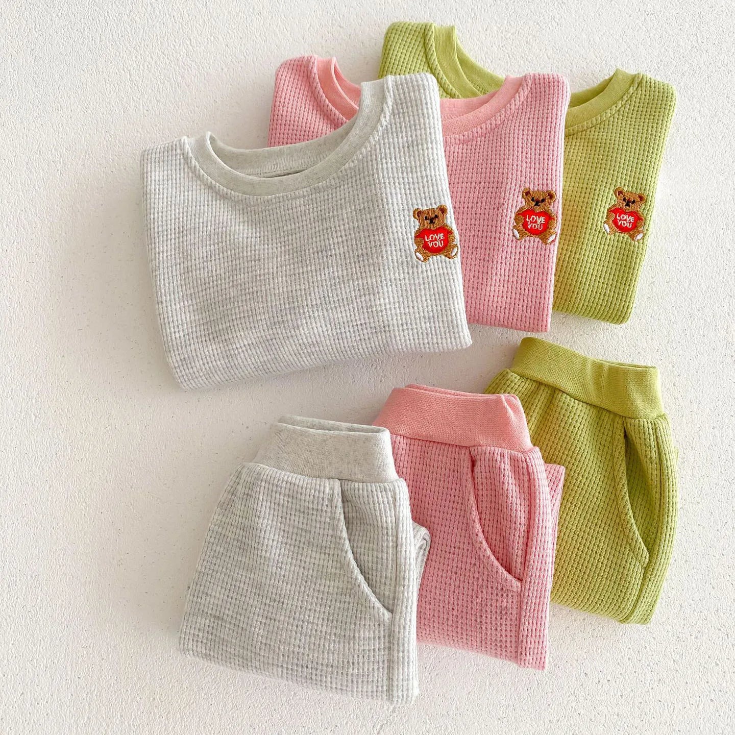 Waffle Love Bear Jogger Set