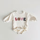 Love Embroidery Girl Bodysuit