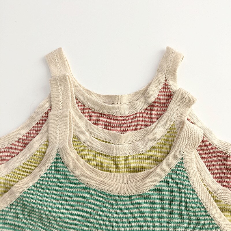 Striped Tee Candy Color Girls Top