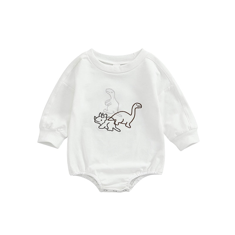 Dinosaur Outline Embroidered Sweater Onsie