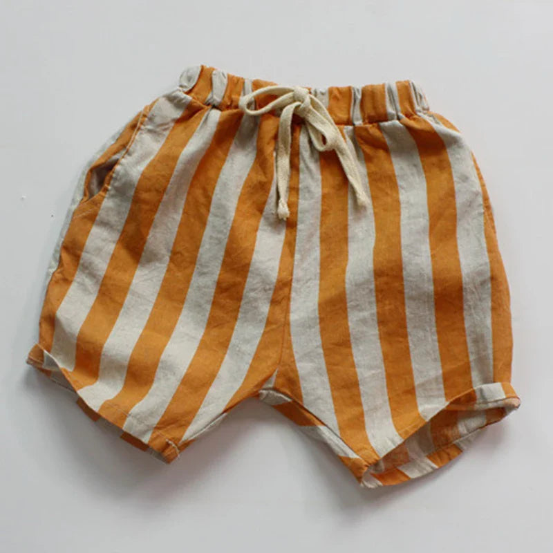 Striped Elastic Waist Shorts