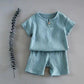 Solid Color Muslin Shorts Set