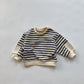 Striped Patch Long Sleeve  Sweater