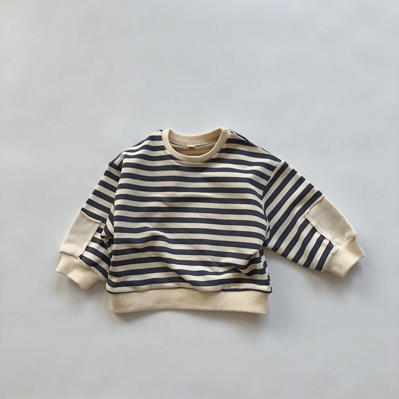 Striped Patch Long Sleeve  Sweater