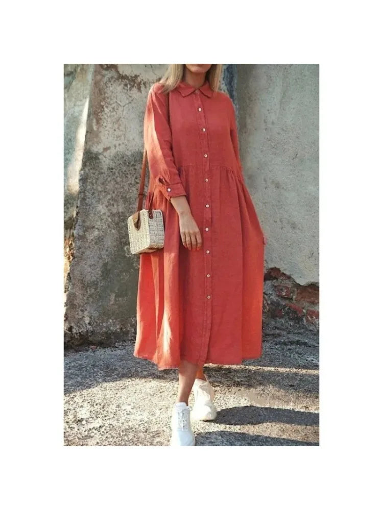 Jeniffer | Loose long dress polo collar