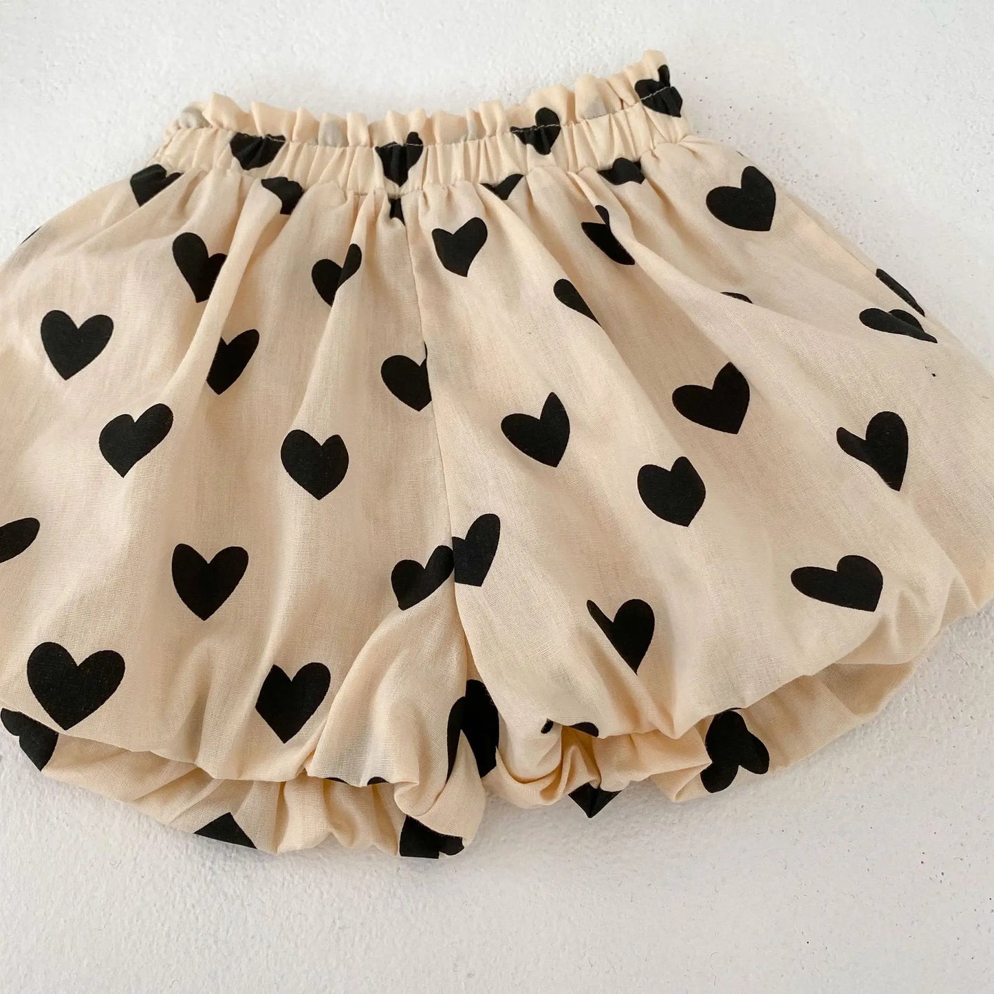 Double Layered Heart Print Shorts Set