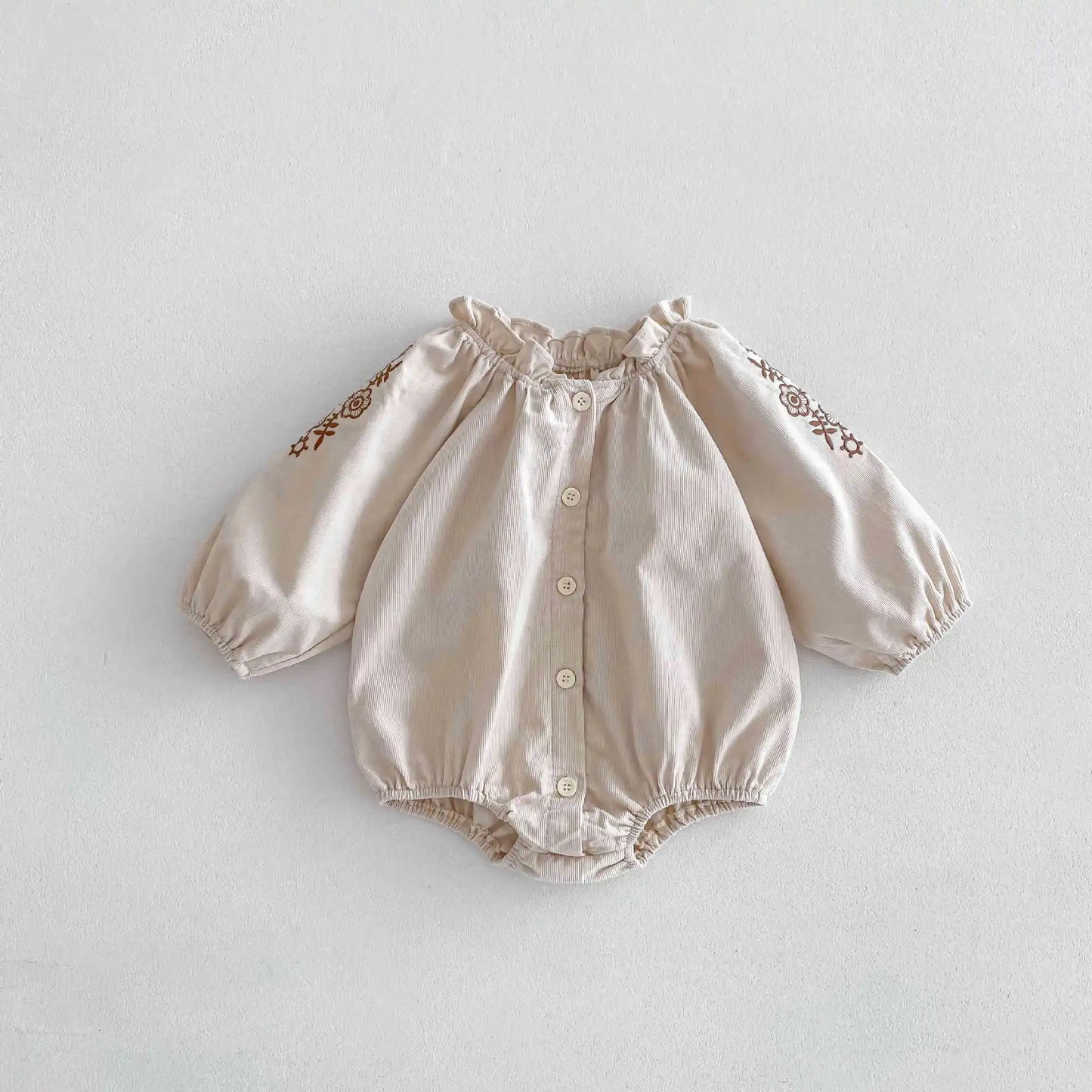 Corduroy Ruffle Collar Baby Romper