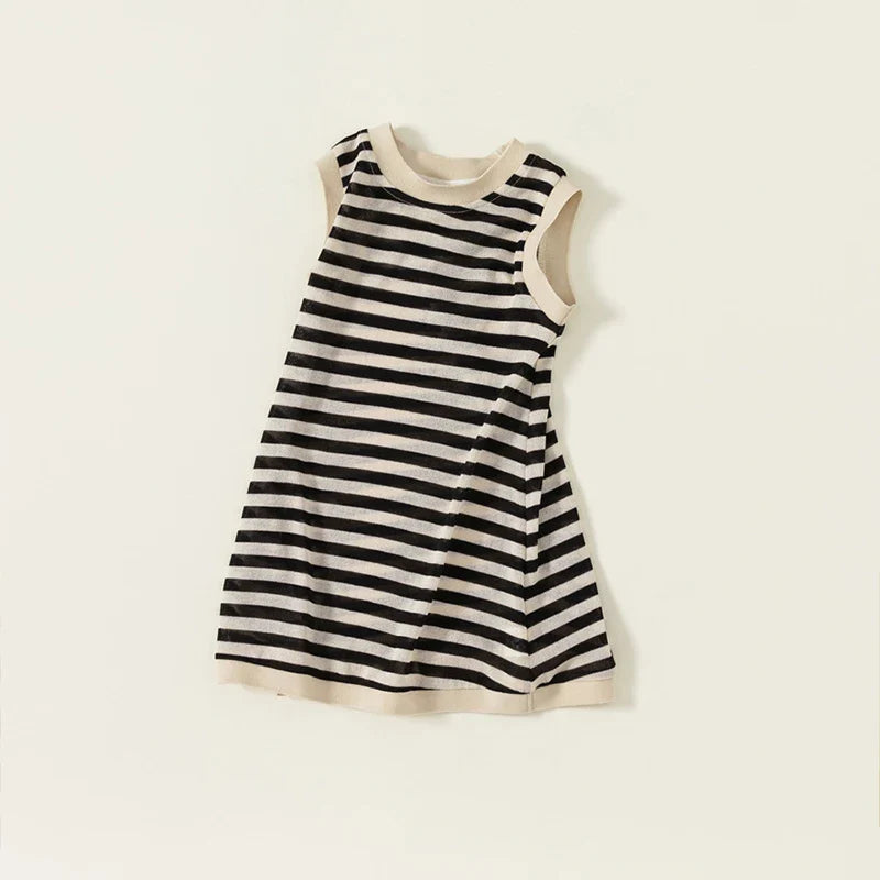 Girls' Sleeveless Striped Dress