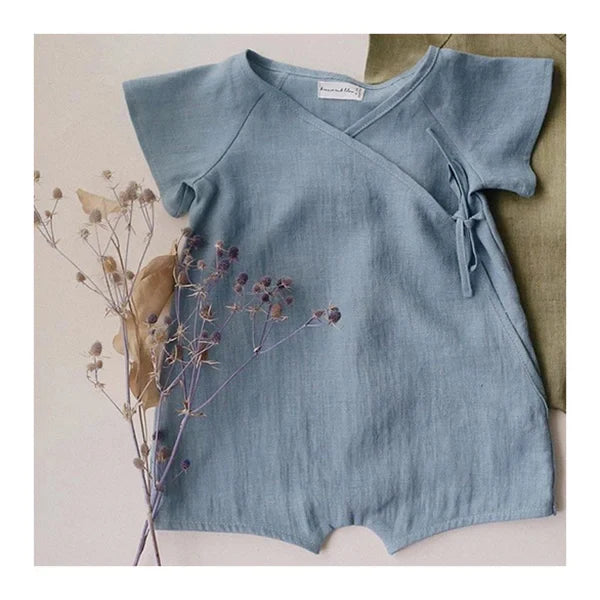 Solid Linen Kimono Romper