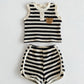 Teddy Bear Striped Shorts Set