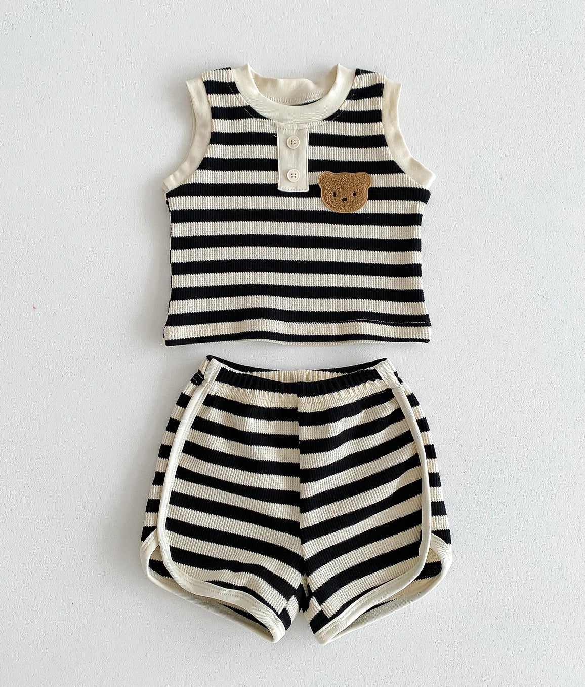 Teddy Bear Striped Shorts Set