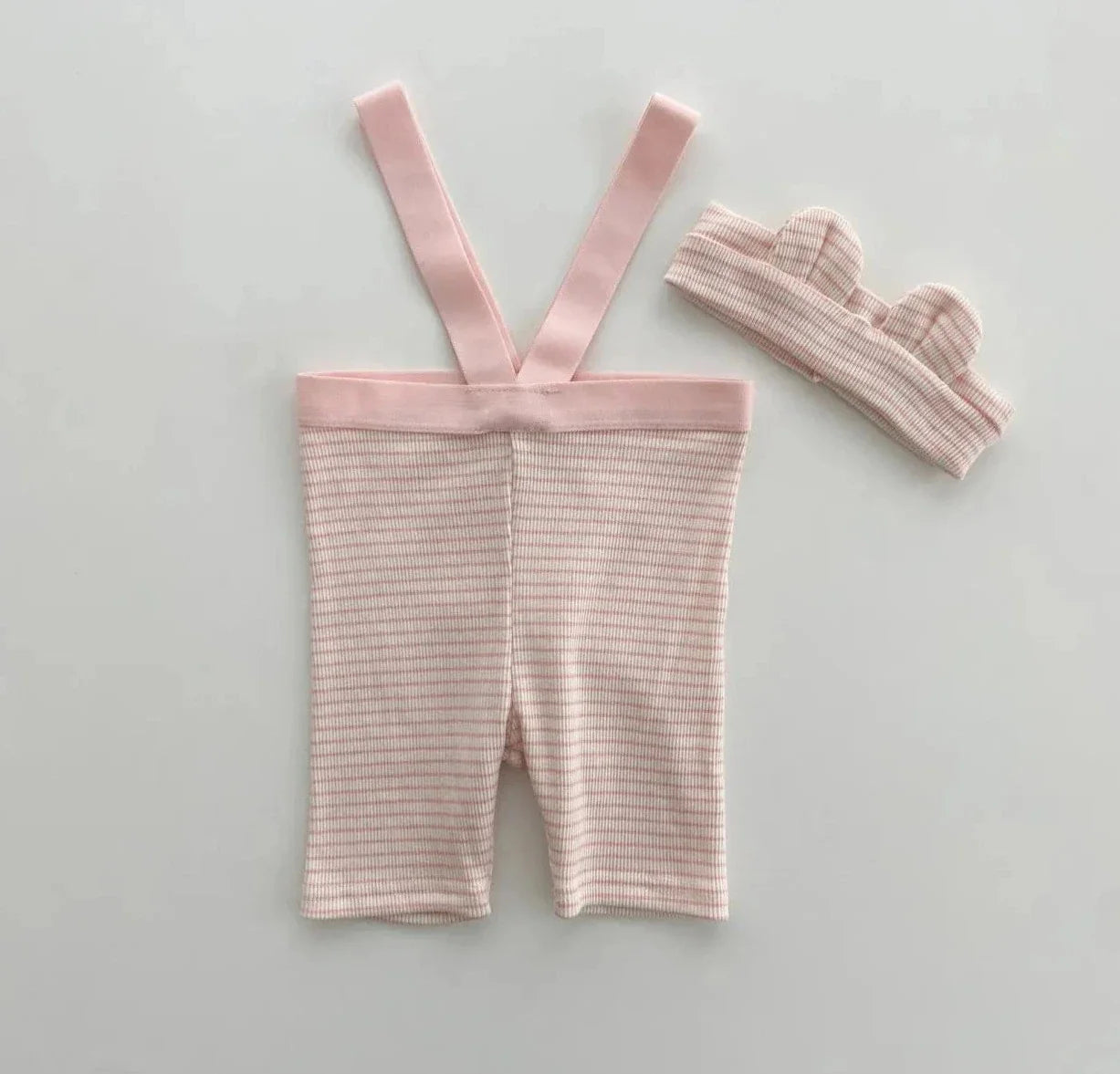 Baby Striped Suspender Shorts Set